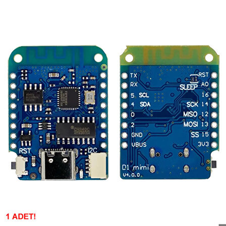 Wemos D1 Mini V4  ESP8266 Kablosuz İnternet Wifi IOT Geliştirme Kartı Type C