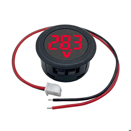 4-100V Dc Voltmetre Yuvarlak Panel Tip Montajlanabilir Dijital Kırmızı Renk Led Ekran Voltaj İzleme