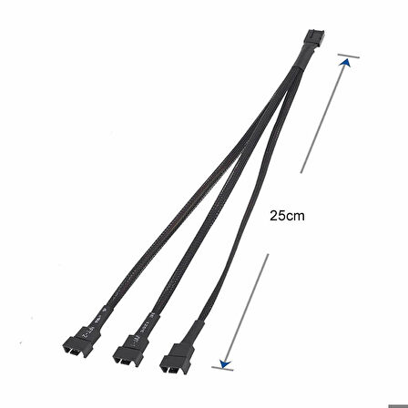 1 to 3 Çoğaltıcı 25cm Fan Uzatma Kablosu Y Tip 4 Pin 3 Pin Bilgisayar Kasa Anakart Ekran Kartı Soğut
