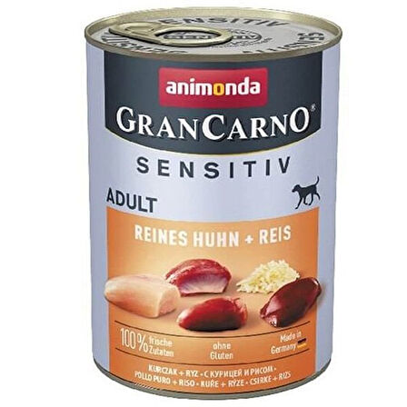 Animonda Gran Carno Sensitive Tavuklu ve Pirinçli Yetişkin Köpek Konservesi 400 Gr