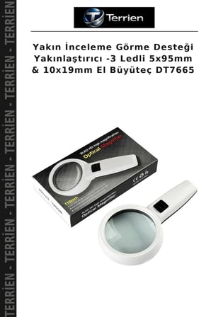 Yakın İnceleme Görme Desteği Yakınlaştırıcı -3 Ledli 5x95mm & 10x19mm El Büyüteç DT7665