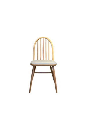 Rustica Döşemeli Classic Natural Ahşap Yemek Sandalyesi