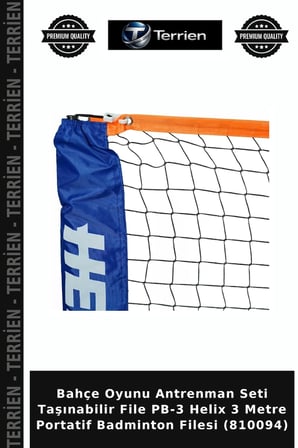 Bahçe Oyunu Antrenman Seti Taşınabilir File PB-3 Helix 3 Metre Portatif Badminton Filesi (810094)