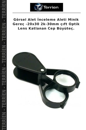 Görsel Alet İnceleme Aleti Minik Gereç -20x30 2k-30mm çıft Optik Lens Katlanan Cep Büyüteç.