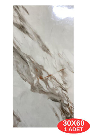 Shiny Royal Marble Mermer Desenli 60x30cm Yapışkanlı Mutfak Banyo Kaplama Duvar Paneli Kağıdı CF-004