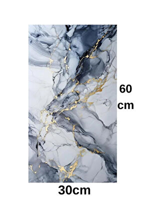 Shiny Blue Gold Mermer Desenli 60x30cm Yapışkanlı Mutfak Banyo Kaplama Duvar Paneli Kağıdı TX-035