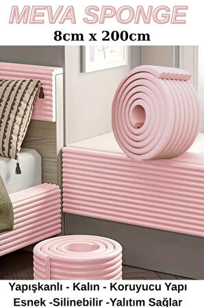 8cmx200cm 1 Adet Yapışkanlı Meva Pembe Lambiri model Çıta Süpürgelik Tablo Tavan Koruyucu Kenar Çıta