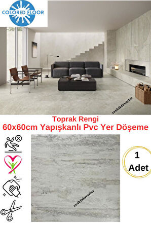 Kendinden Yapışkanlı Yer Zemin ve Duvar Kaplama Paneli Arkası Kauçuklu 60X60cm Floor Pvc Panel 607