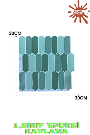 30×30cm Sütun Yeşil Epoksi 1 Adet 3D Yapışkanlı Duvar Kaplama Paneli Mutfak Banyo Salon Ofis Döşeme