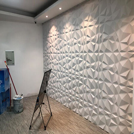 50cm x 50cm 1 Adet Beyaz 3D Abs Malzeme PVC Dayanıklı Duvar Paneli Silinebilir Geometrik Model Panel