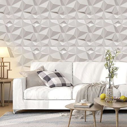 50cm x 50cm 1 Adet Beyaz 3D Abs Malzeme PVC Dayanıklı Duvar Paneli Silinebilir Geometrik Model Panel