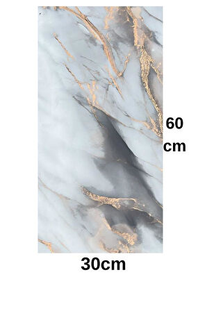 Shiny Mix Color Mermer Desenli 60x30cm Yapışkanlı Mutfak Banyo Kaplama Duvar Paneli Kağıdı TX-092