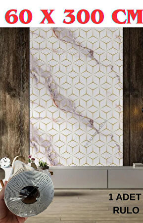 60cmx300cm Tek Parça Yapışkanlı Rulo Mermer Desenli Duvar Paneli Kağıdı Silinebilir CF-1008-RİVO