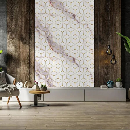 60cmx300cm Tek Parça Yapışkanlı Rulo Mermer Desenli Duvar Paneli Kağıdı Silinebilir CF-1008-RİVO