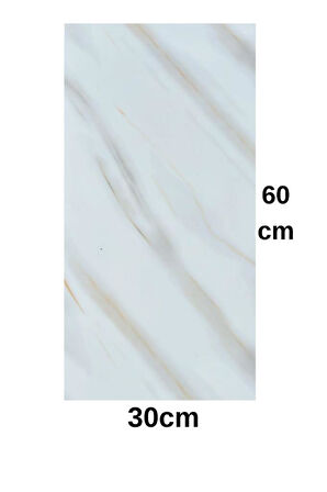 Shiny Beyaz-Toprak Mermer Desenli 60x30cm Yapışkanlı Mutfak Banyo Kaplama Duvar Paneli Kağıdı TX-106