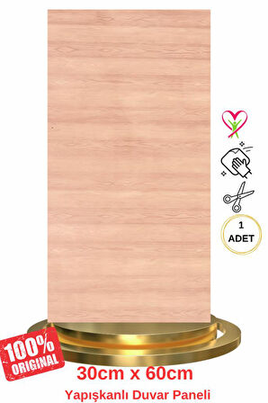 Shiny Açık Kahverengi Ahşap Desen 60x30cm Yapışkanlı Mutfak Banyo Kaplama Duvar Paneli Kağıdı TX-108