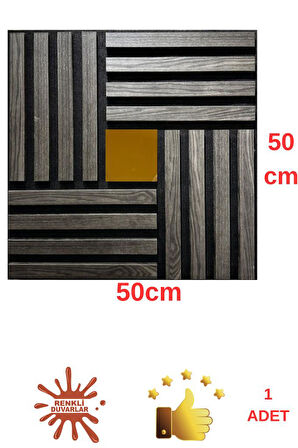 Gold Aynalı Akustik Duvar Paneli 50x50cm GRİ 8mm Mdf 4mm Keçe Isı Yalıtımı Ofis Salon Elit Tasarım