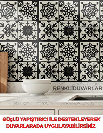 30cmx30cm 10 Adet Yapışkanlı Osmanlı çini Floor Pvc Panel  Zemin Kaplama Paneli Arkası Kauçuklu 2124