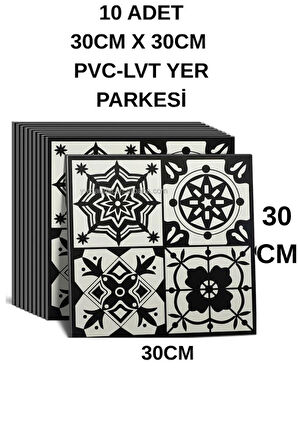 30cmx30cm 10 Adet Yapışkanlı Osmanlı çini Floor Pvc Panel  Zemin Kaplama Paneli Arkası Kauçuklu 2124