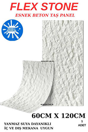 Felix Stone 60cmx120cm Esnek Taş Beton Panel Suya Ateşe Neme Dayanıklı Bahçe Ev Ofis Karavan Kaplama