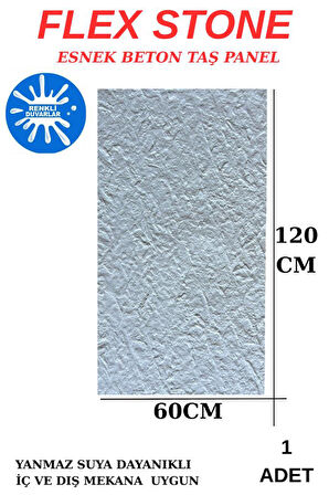 Felix Stone 60cmx120cm Esnek Taş Beton Panel Suya Ateşe Neme Dayanıklı Bahçe Ev Ofis Karavan Kaplama
