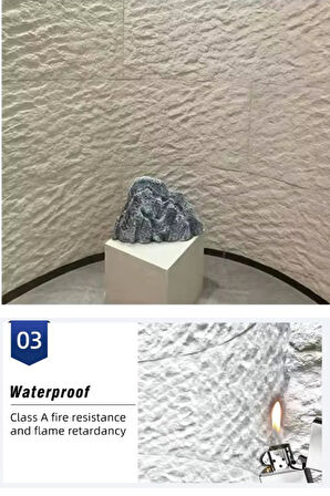 Felix Stone 60cmx120cm Esnek Taş Beton Panel Suya Ateşe Neme Dayanıklı Bahçe Ev Ofis Karavan Kaplama
