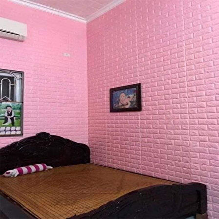 70x500cm (3,5 m2) 1 Adet Pembe Kendinden Yapışkanlı Duvar Kağıdı Esnek Köpük Paneli 3d Tuğla Desen