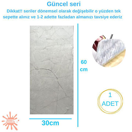 BS1725 Kendinden Yapışkanlı 1Adet 30x60cm Mermer Desenli Esnek Karavan Banyo Wc Duvar Kaplama Paneli