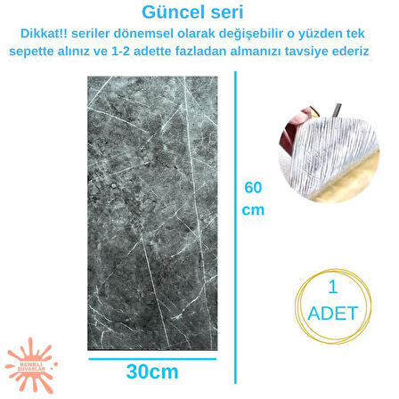 BS1762 Kendinden Yapışkanlı 1Adet 30x60cm Mermer Desenli Esnek Karavan Banyo Wc Duvar Kaplama Paneli