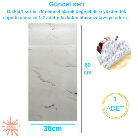 BS1767 Kendinden Yapışkanlı 1Adet 30x60cm Mermer Desenli Esnek Karavan Banyo Wc Duvar Kaplama Paneli