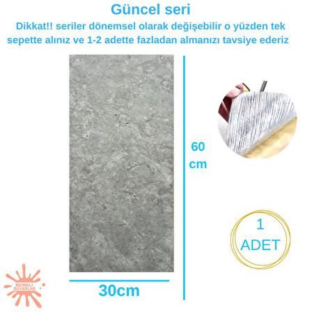 BS1753 Kendinden Yapışkanlı 1Adet 30x60cm Mermer Desenli Esnek Karavan Banyo Wc Duvar Kaplama Paneli