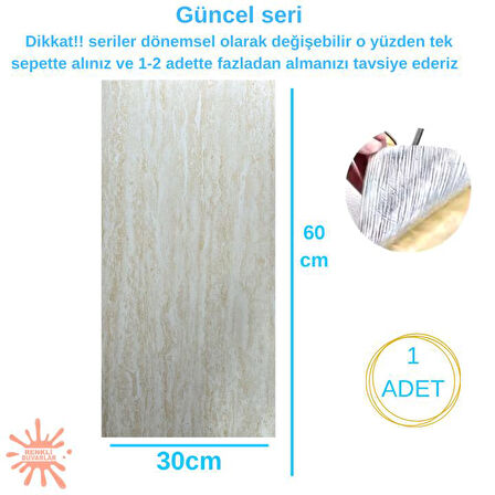 BS1741 Kendinden Yapışkanlı 1Adet 30x60cm Mermer Desenli Esnek Karavan Banyo Wc Duvar Kaplama Paneli