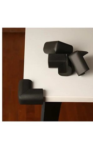 Kendinden Yapışkanlı 10 Adet Siyah Yumuşak Bebek Çocuk Köşe Koruma Masa Sehpa Mobilya Darbe Koruyucu