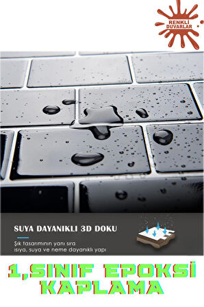 30×30cm Siyah Tuğla Epoksi 1 Adet 3D Yapışkanlı Duvar Kaplama Paneli Mutfak Banyo Salon Ofis Döşeme