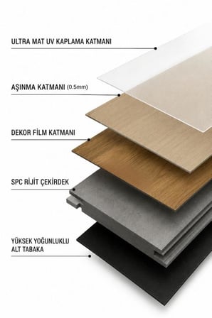 2,23m² Alan Kaplar SPC Parke 4+1mm Plastik Suya Dayanıklı Kilitli Geçmeli Zemin Kaplama SABUNİ