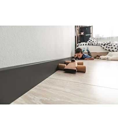 Yalı Gri Süpürgelik Suya Neme Dayanıklı 10cmx120cm 1 Adet PVC Parke Seramik Salon Mutfak Süpürgeliği