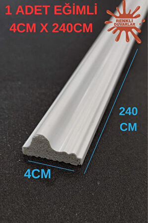 Dekoratif Boyanabilir 1 Adet 4 cm x 240 cm Eğimli Polistren Duvar Çıtası Salon Koridor Tablo Çıta