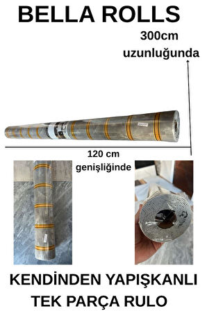 120cmx300cm Tek Parça Yapışkanlı Rulo Gold Mermer Desenli Gri Duvar Paneli Kağıdı Silivri QM0138