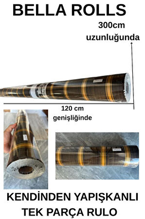 120cmx300cm Tek Parça Yapışkanlı Rulo Gold Çizgili Düz Parlak Duvar Paneli Kağıdı Taksim QM0133