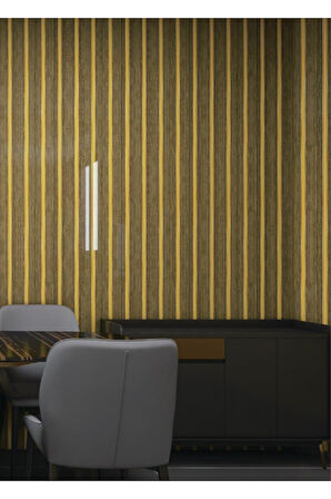 120cmx300cm Tek Parça Yapışkanlı Rulo Gold Çizgili Düz Parlak Duvar Paneli Kağıdı Taksim QM0133