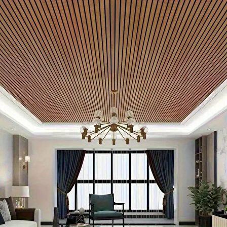 60cmx250cm 1 Adet Kahverengi 3D Yapışkanlı SXP Akustik Lambiri Desenli Duvar Paneli Kağıdı 3115-1 