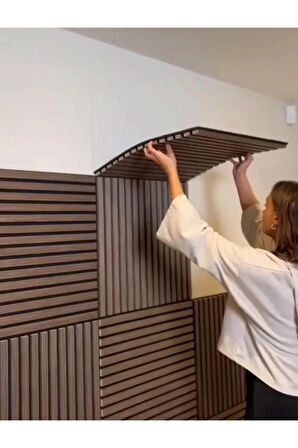 50x50cm 1 Adet Dekoratif Akustik Panel 3mm Keçe Ve 8mm Mdflam Salon Ofis Duvar Çıtası Paneli Kula