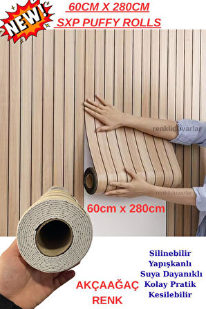 60cm x 280cm 1 Adet Kendinden Yapışkanlı krem Lambiri Desenli Duvar Paneli Kağıdı YG002