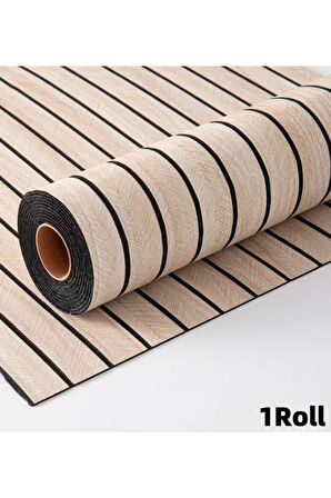 60cm x 280cm 1 Adet Kendinden Yapışkanlı krem Lambiri Desenli Duvar Paneli Kağıdı YG002