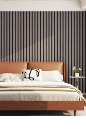 60cm x 280cm 1 Adet Kendinden Yapışkanlı Kömür Gri Lambiri Desenli Duvar Paneli Kağıdı GS8002