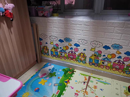 70x77cm 1 Adet Tren Bulut Bebek Odası Kreş Kendinden Yapışkanlı 3D Dekoratif Duvar Paneli KağıdıNW30