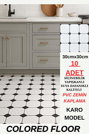 30cm x 30cm 10 Adet Yapışkanlı Karo Floor Pvc Panel Yer Zemin Kaplama Paneli Arkası Kauçuklu 3319