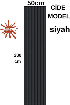 50x280cm Cide Sİyah Akustik Duvar Paneli 3mm Keçe Ve 8mm Mdflam Salon Ofis Duvar Çıtası Lambiri