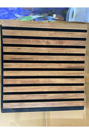 1m² (50cmx50cm 4 Adet)Kahverengi Akustik Duvar Paneli 3mm Keçe Ve 8mm Mdflam Duvar Çıtası Lambiri