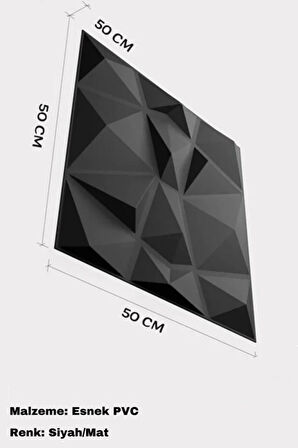 50cm x 50cm 1 Adet 3D Abs Malzeme PVC Dayanıklı Duvar Paneli Silinebilir Geometrik Model Panel